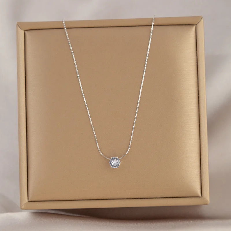 Dainty Round Zircon Necklace (Anti-Tarnish)