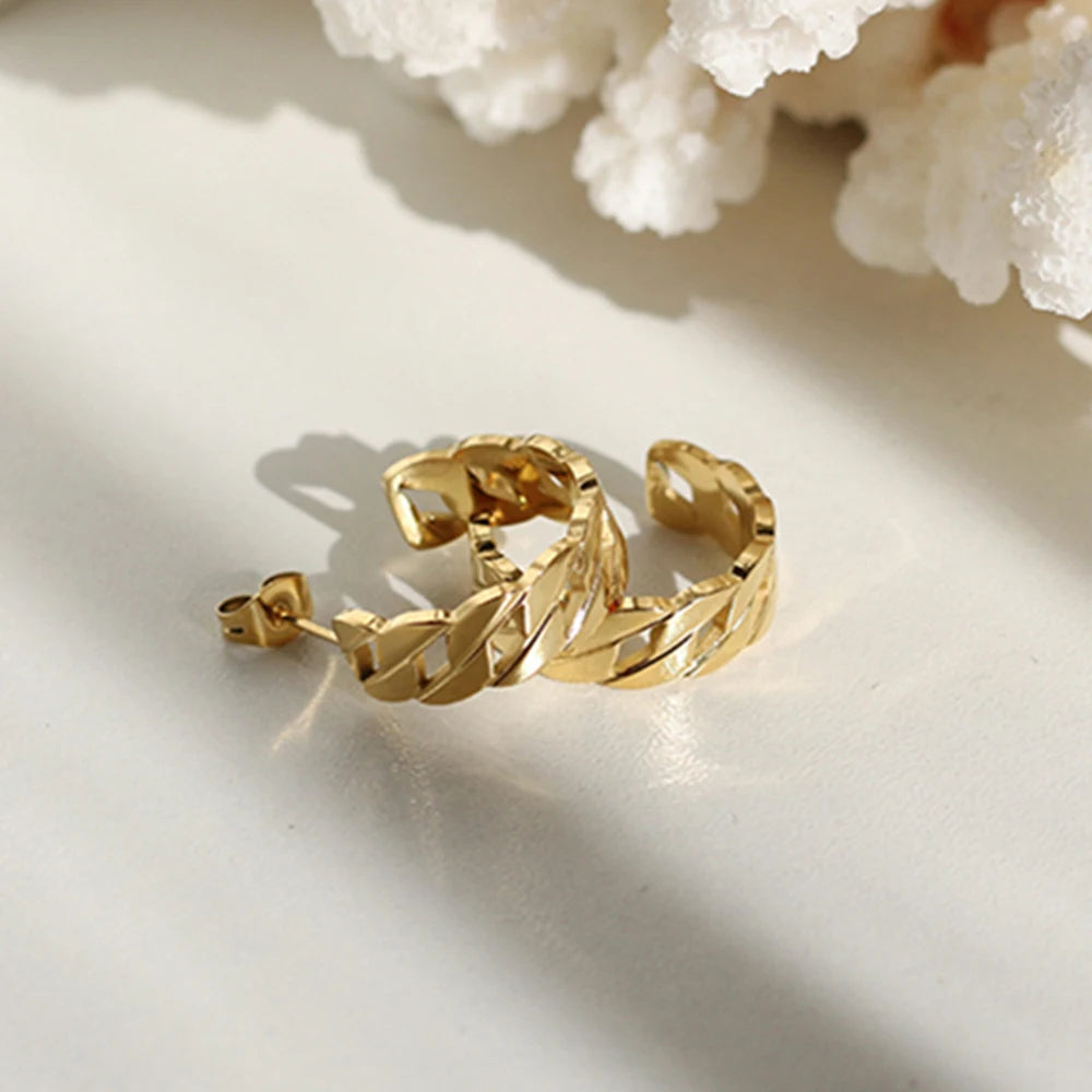 Trendy Stainless Steel Chain Hoop Earrings