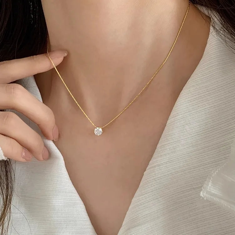 Dainty Round Zircon Necklace (Anti-Tarnish)