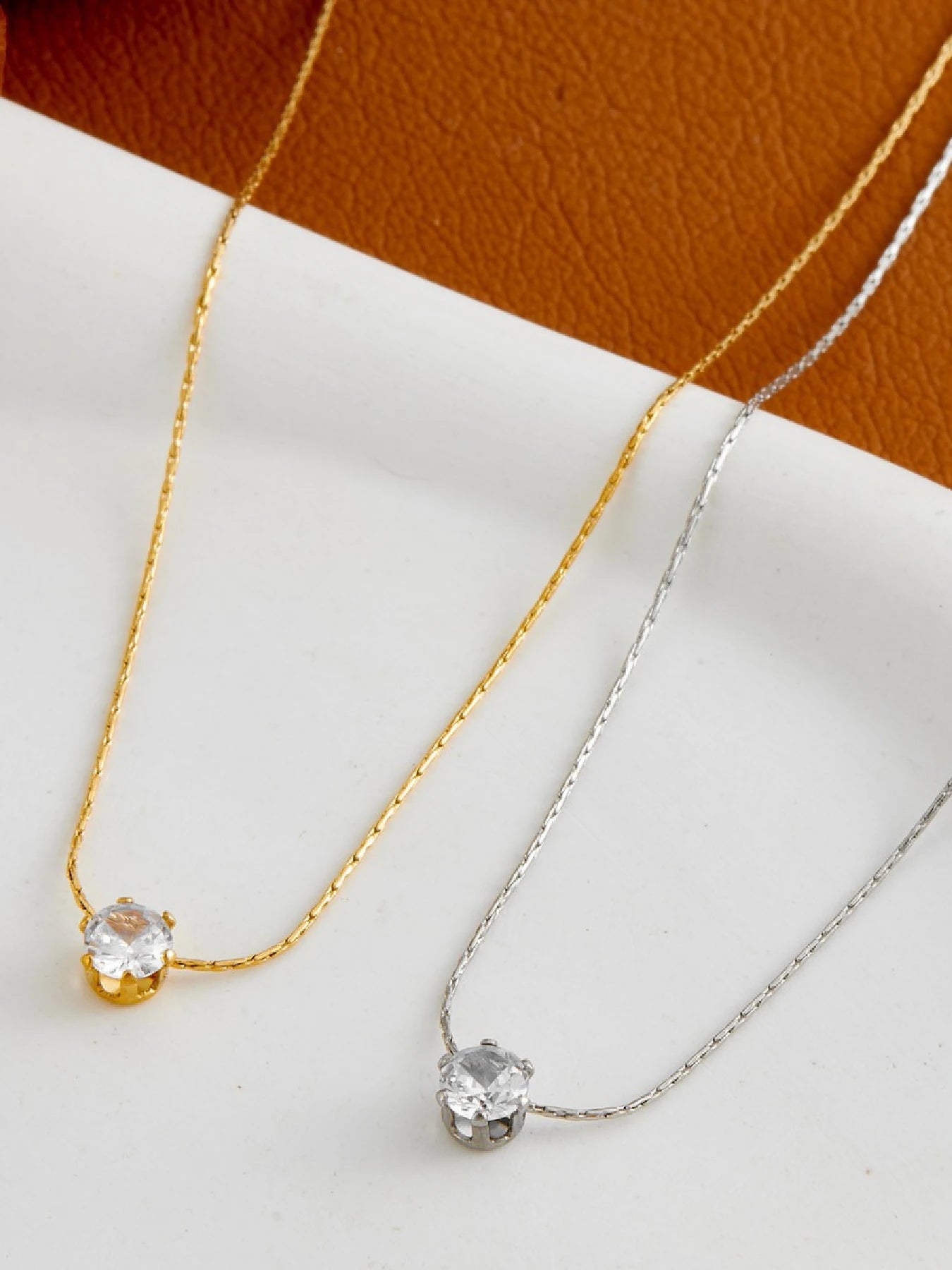 Elegant Gold Zircon Necklace