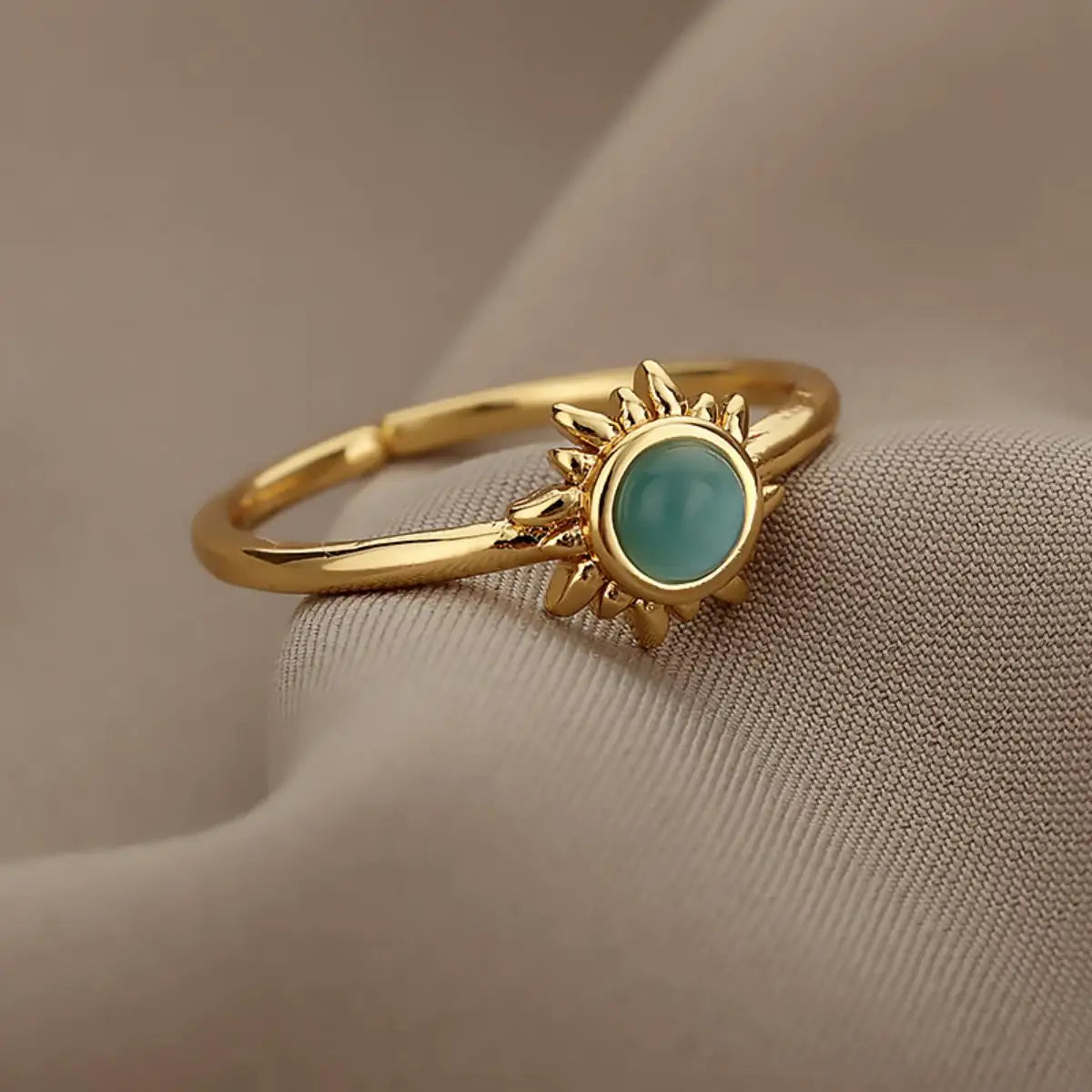 Stainless Steel Sun & Opal Couple Ring