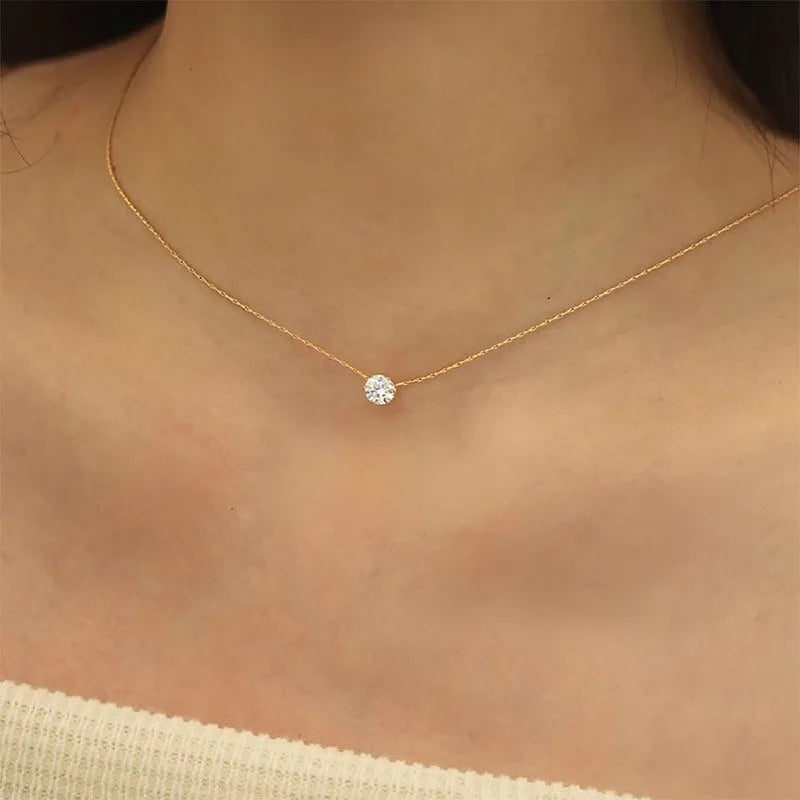 Dainty Round Zircon Necklace (Anti-Tarnish)