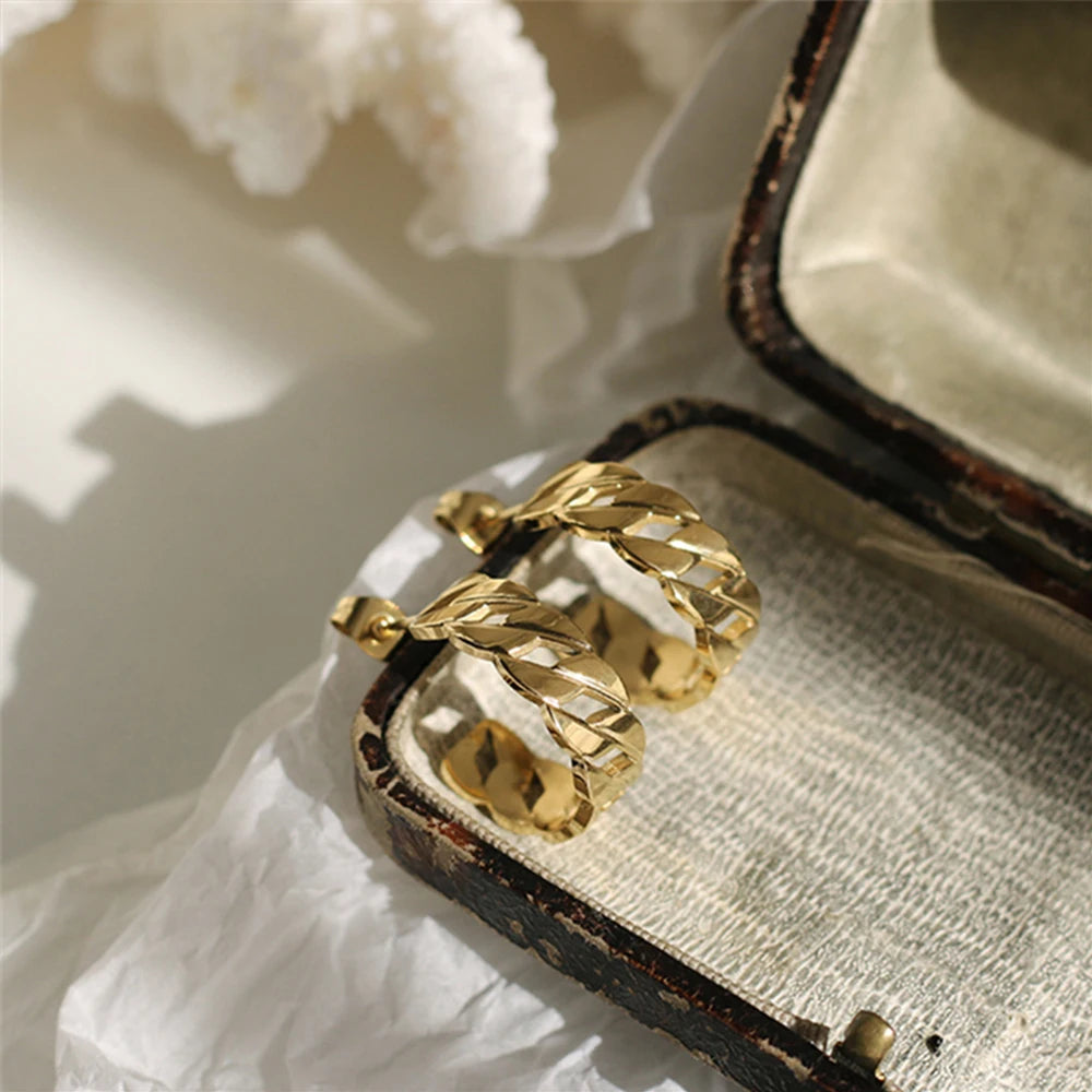 Trendy Stainless Steel Chain Hoop Earrings