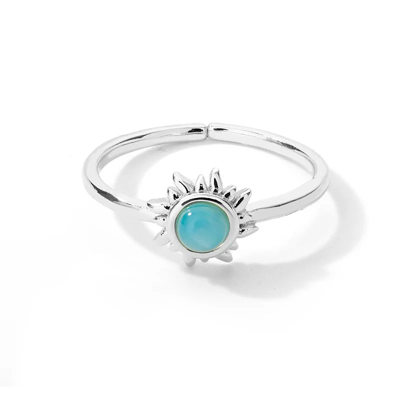 Stainless Steel Sun & Opal Couple Ring