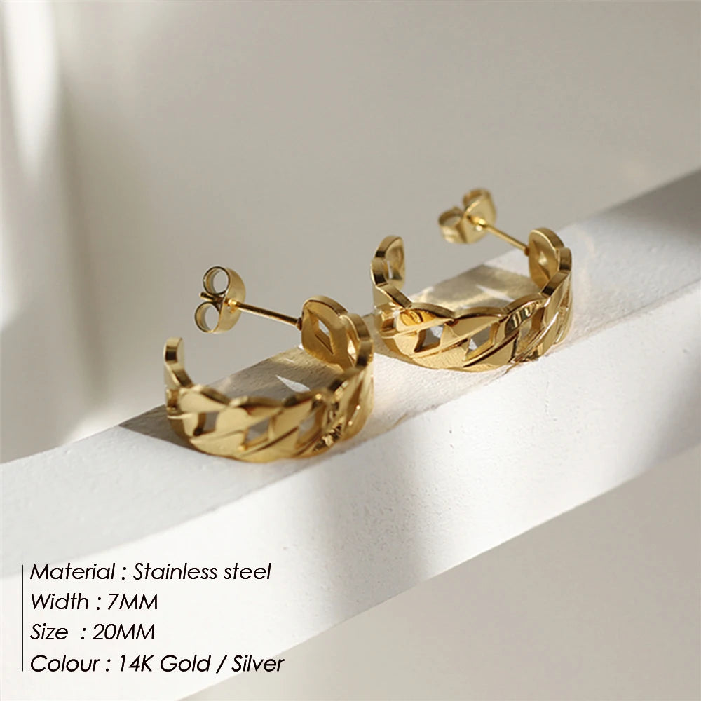 Trendy Stainless Steel Chain Hoop Earrings