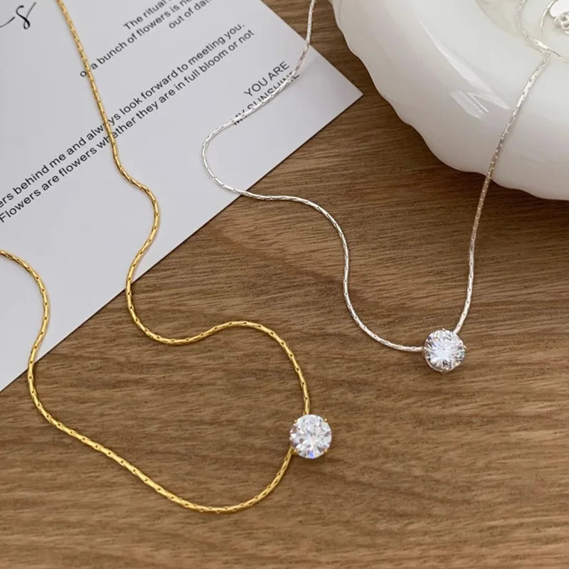 Dainty Round Zircon Necklace (Anti-Tarnish)