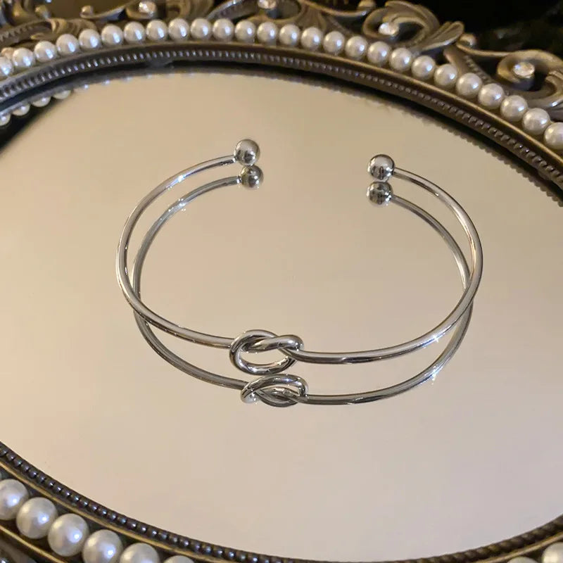 Vintage Stainless Steel Woven Bangle (Unisex)